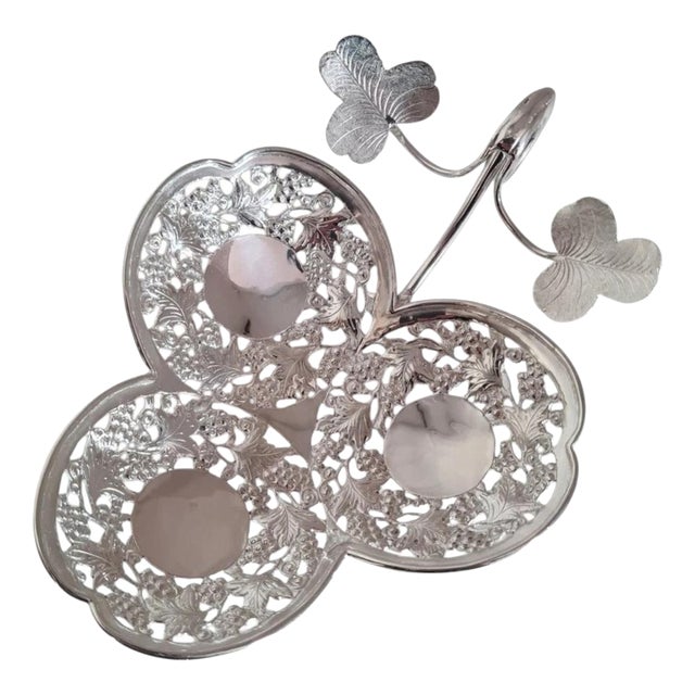 Antique Chinese Export Silver Trefoil Dish from Wang Hing & Co, 1890 For Sale