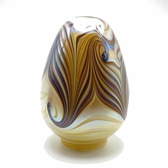 Vintage 2002 Robert Eickholt Art Glass Vaee Iridescent Pulled Feather Design, Signed and Dated For Sale - Image 12 of 15