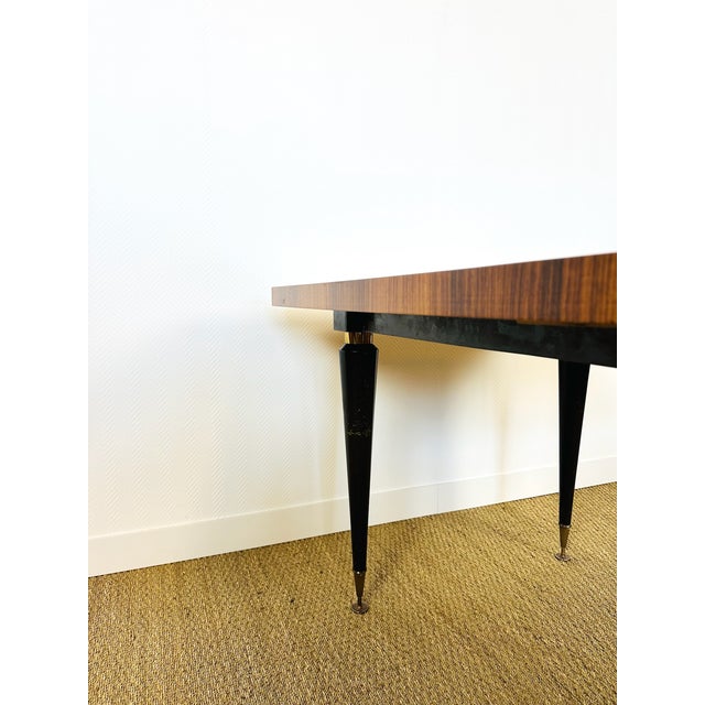 Black Art Deco Dining Table in Varnished Rosewood, 1940 For Sale - Image 8 of 16