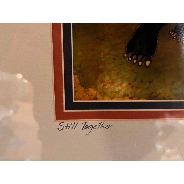 Black Paul Nzalamba "Still Together" Signed African Art Print Framed 16x20.5 For Sale - Image 8 of 10