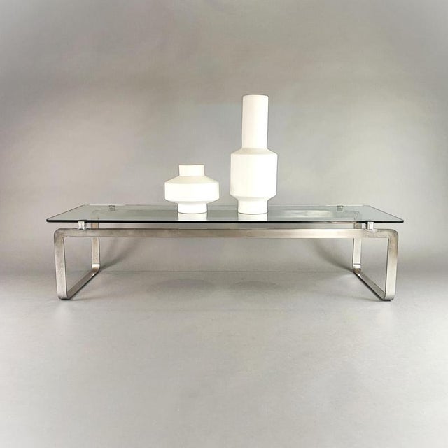 Glass Steel and Glass Coffee Table by Vittorio Introini for Proposals Design, 1960s For Sale - Image 7 of 7