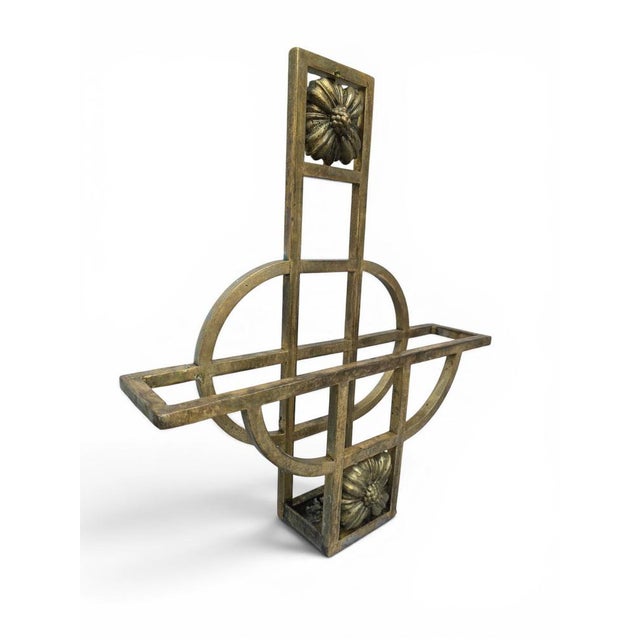 Art Nouveau Gilt Brass Wall-Mounted Magazine Rack, 1910 For Sale - Image 10 of 13
