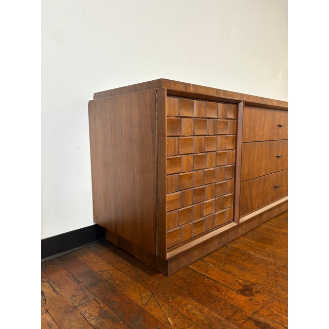 Brown Midcentury Paul Evans Style Brutalist Walnut Dresser Credenza by Tabago For Sale - Image 8 of 9