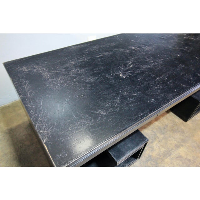 Large Black Lacquer Thomas Pheasant for Baker Greek Key Coffee Table For Sale In Los Angeles - Image 6 of 10