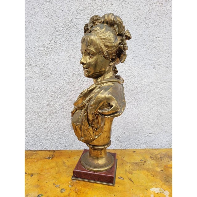 A Carrier, Bust of a Woman, 19th Century, Bronze on Marble For Sale - Image 11 of 18