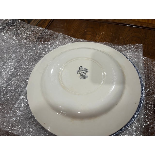 Churchill England Blue Willow Pattern 10”Dinner Plate (Set of 6) For Sale - Image 10 of 12