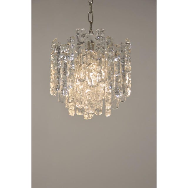 Ice Glass Chandelier attributed to Kalmar Franken KG, 1960s For Sale - Image 6 of 9