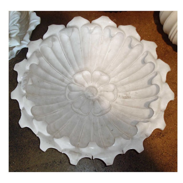 Stone Hand Carved Marble Flower Bowl, Mid-20th Century For Sale - Image 7 of 8