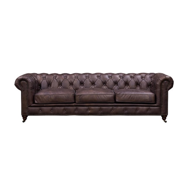 Animal Skin Century Chesterfield Sofa - Dark Brown Leather For Sale - Image 7 of 12