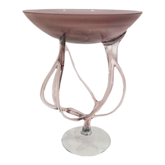 1980s Jozefina Octopus/Jellyfish Glass Pedestal Bowl/Compote in Shades of Lilac For Sale