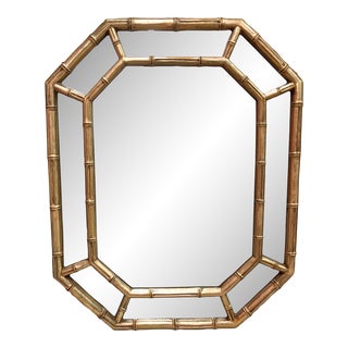 1970's Hollywood Regency Faux Bamboo Wall Mirror For Sale