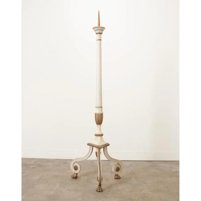 French French 20th Century Painted Parcel Gilt Torchère For Sale - Image 3 of 12