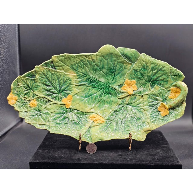 Antique c.1875 Victorian English George Jones Cucumber Platter 17" For Sale - Image 12 of 17