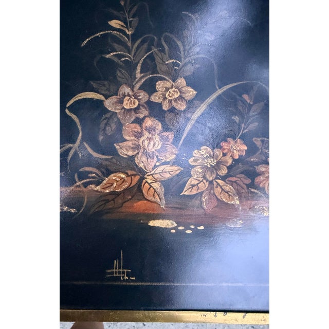 Wood Chinoiserie Painted Three Drawer Chest, Commode, End Table, Maitland-Smith For Sale - Image 7 of 13