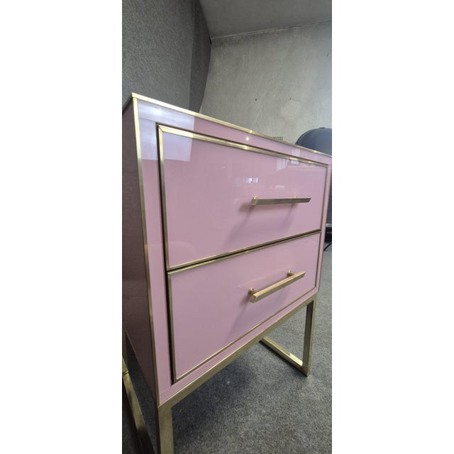 Pink Murano Glass and Brass Bedside Tables from Justfurnituress SRL, Set of 2 For Sale - Image 6 of 18