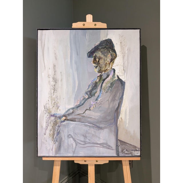 Mid-Century Modern 'The Gentleman' Vintage Swedish Figurative Portrait Oil Painting, Framed For Sale - Image 4 of 13