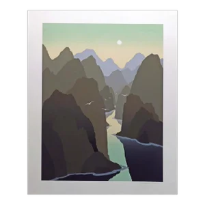 1980s Robert Wilson "Crevasse" Signed Numbered Fine Art Serigraph Landscape