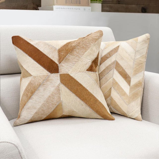 2020s Pasargad Home Safari Chevron L. Brown Cowhide Pillow For Sale - Image 5 of 5