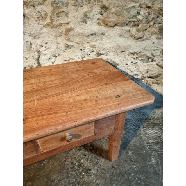 Brown Antique French Rustic Cherry Wood Coffee Table For Sale - Image 8 of 15