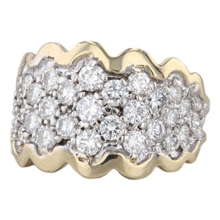 1.48ctw Diamond Cluster Ring 14k Yellow White Gold Sz 5.75 London Star Cocktail For Sale