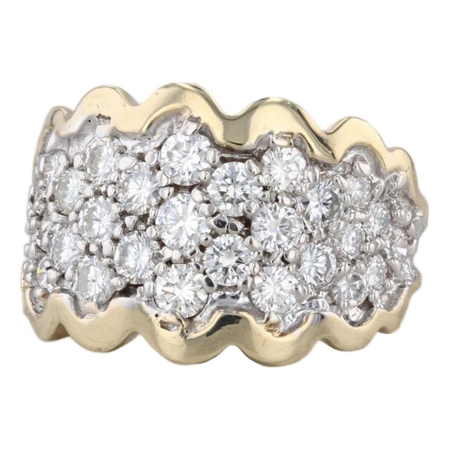 1.48ctw Diamond Cluster Ring 14k Yellow White Gold Sz 5.75 London Star Cocktail For Sale