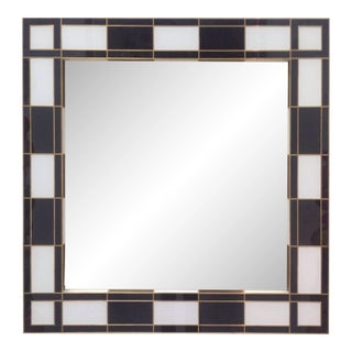 Black and White Glass Mirror, Mirrored For Sale