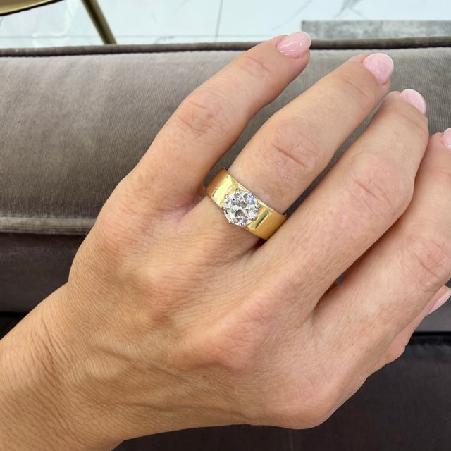 Vintage Traub Orange Blossom 18k Yellow Gold Gia 1.40ct Circular Engagement Ring, Size 7.5 For Sale - Image 10 of 10