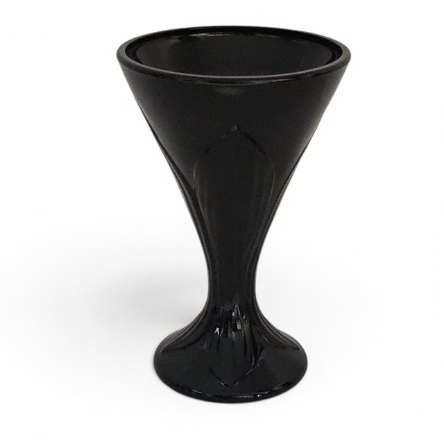 Glass Mid 20th Century La Rochère Fidji Black Amethyst Pressed Glass Goblets, Set of Eight For Sale - Image 7 of 15