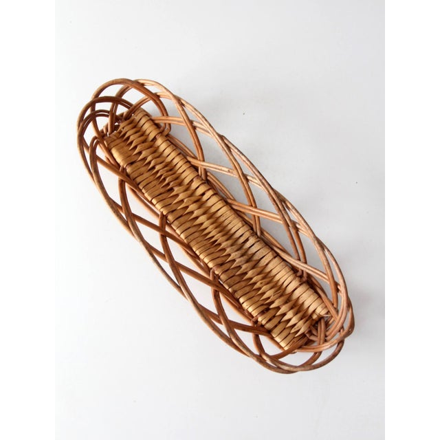 Brown Vintage French Country Wicker Bread Basket With Open Weave For Sale - Image 8 of 15