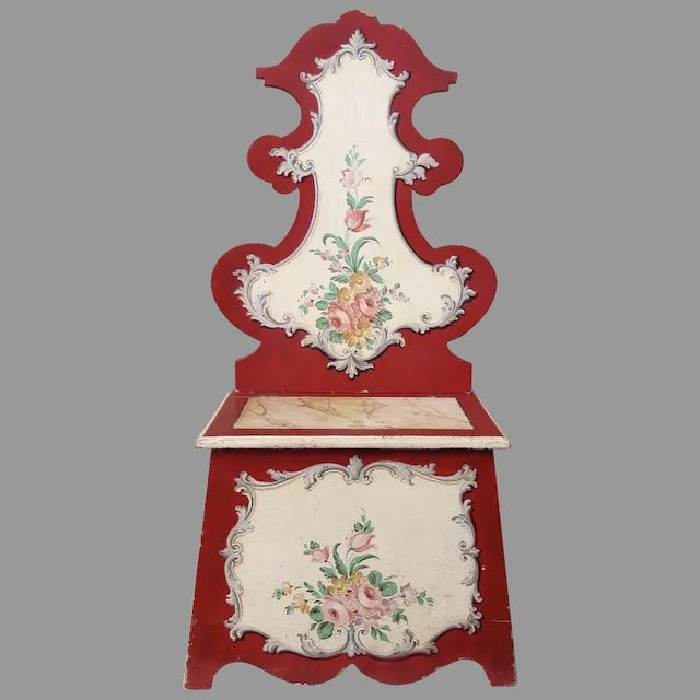 Wood Vintage Italian Painted Hall Seat Chair Storage For Sale - Image 7 of 7