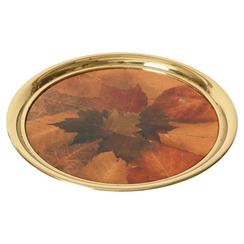 Round Gilt Brass, Leaves and Acrylic Glass Tray from Montagnani Firenze, Italy, 1970s For Sale - Image 11 of 11