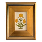 Original Hand-Painted Mustard Brown Floral Motif Paining, Framed For Sale