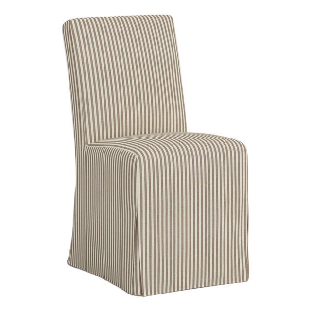 Stoffer Home x Cloth & Company Slipcover for Lindy Dining Chair in Jane Stripe Burlap For Sale