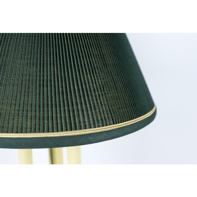 Vintage Brass Bouillotte Library Lamp With Green Pleated Shade For Sale In Kansas City - Image 6 of 13