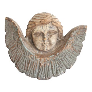 Patinated French Style Carved Vinatge Cherub For Sale