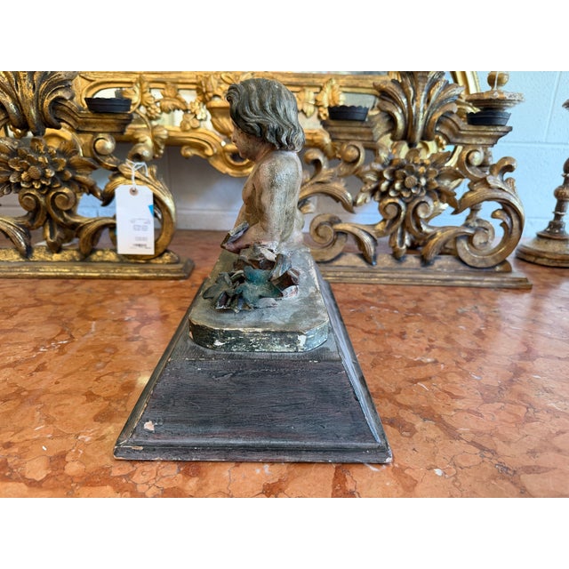 19th Century Hand Carved Polychrome Reclining Child W/ Book For Sale In Atlanta - Image 6 of 7