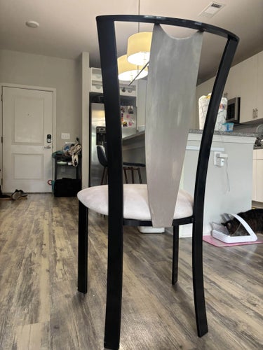 Set of 4 Modern Dining Chairs With Brushed Metal Backs Dining Chairs