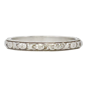 Vintage Priscilla Wedding Band, 14k & Platinum, Size 6.25