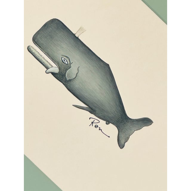 A one-of-a-kind hand-painted baby whale painting is full of whimsy and wonder. This tiny whale is delicately hand-painted...