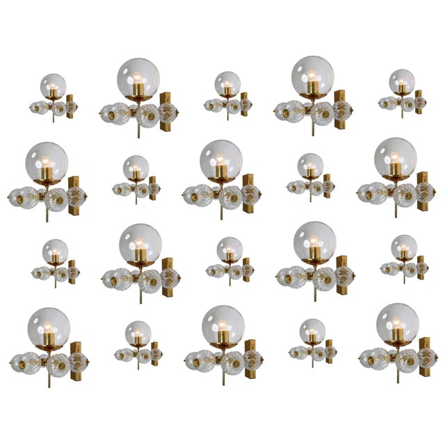 Large Hotel Wall Chandeliers with Brass Fixture, 1970s, Set of 20 For Sale - Image 10 of 10