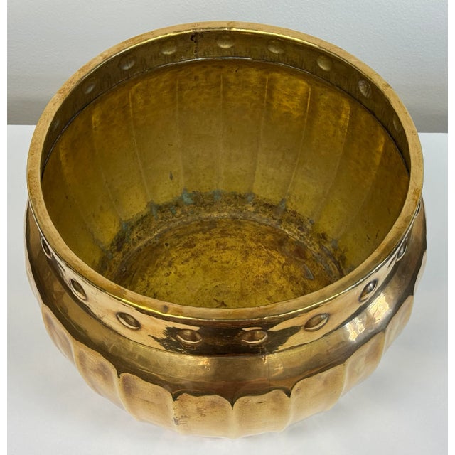 Chinoiserie Oversized Vintage Brass Planter For Sale - Image 3 of 8