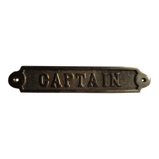 Vintage Brass 'Captain' Sign or Plaque For Sale