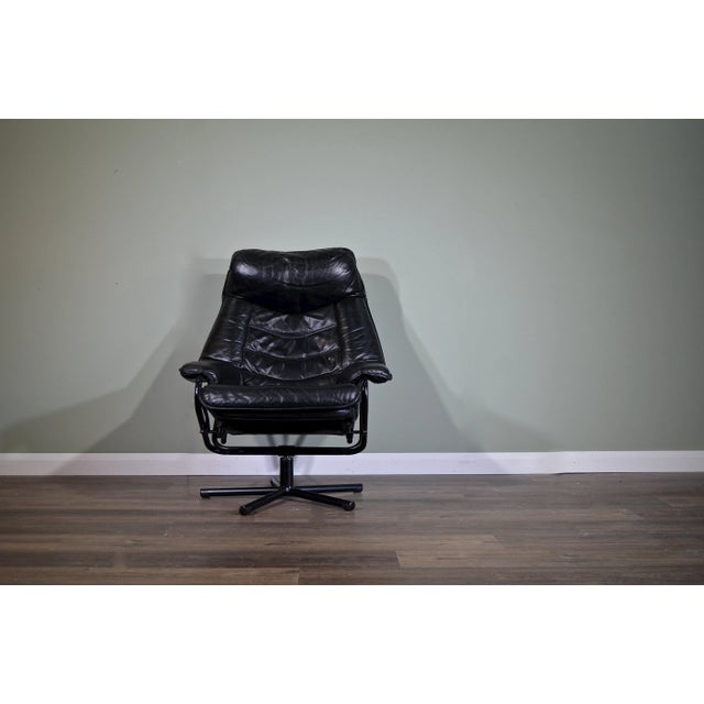 1960s Norwegian Leather Swivel Chair from Skoghaug, 1960s For Sale - Image 5 of 12