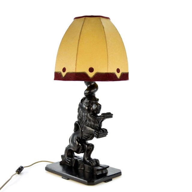 Wood Mid-Century Wooden Table Lamp with Lion For Sale - Image 7 of 9