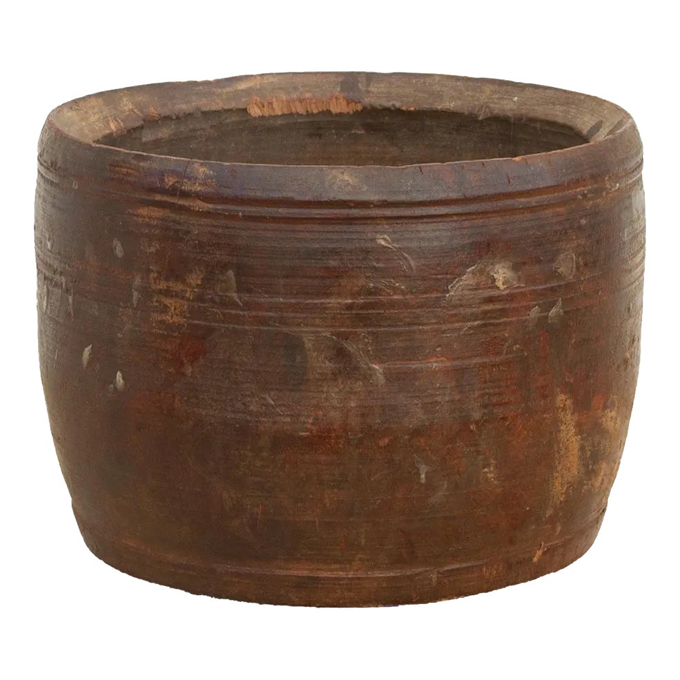 Aged Brown Vintage Textured Naga Rice Bowl | Chairish