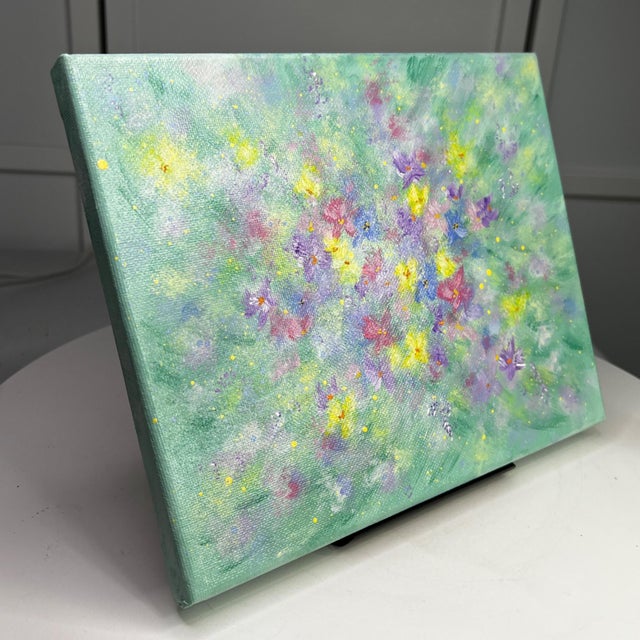 2020s "Flowering 4" Floral Wall Art Acrylic Painting on Stretched Canvas For Sale - Image 5 of 7