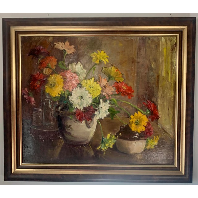 Vibrant Floral Still Life Oil Painting by Jennie Thatcher Crawford, Framed For Sale - Image 11 of 13