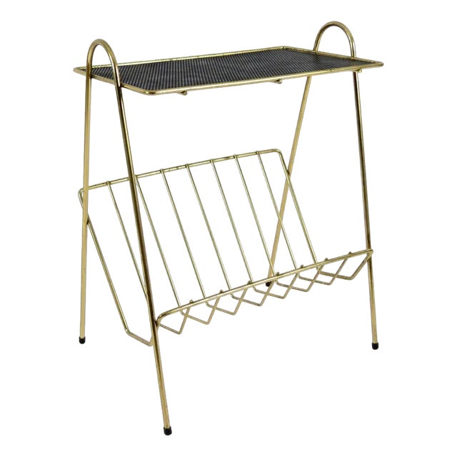 Brass Magazine Rack, 1950s For Sale