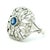 1990s Antique-Style 14K White Gold Sapphire & Diamond Filigree Ring For Sale - Image 5 of 12