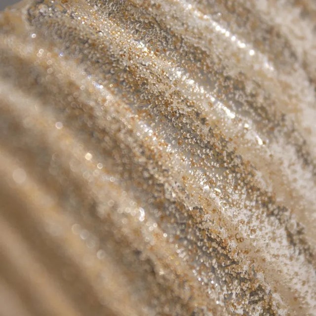 Gold Ribbed Amber and Golden Murano Glass Wall Lamp, 1960s For Sale - Image 8 of 10